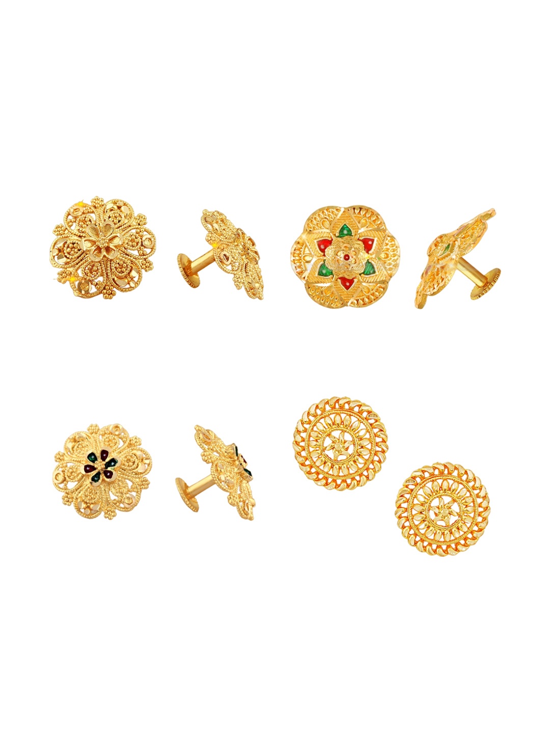 

Vighnaharta Set of 4 Gold-Plated Studs Earrings
