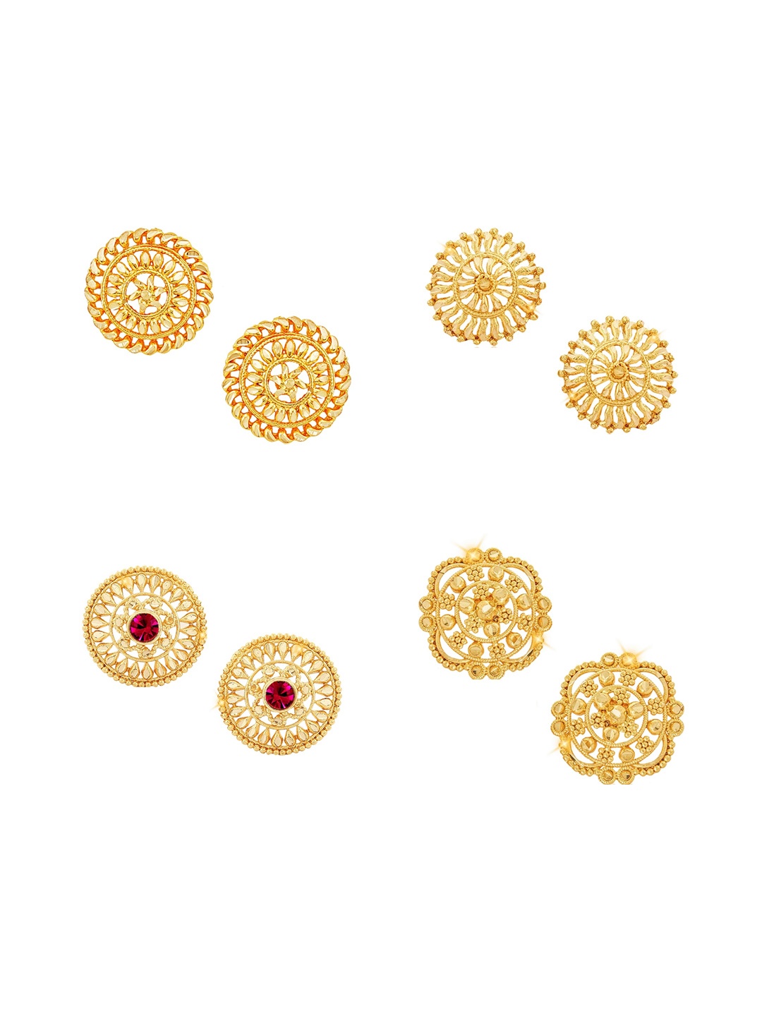 

Vighnaharta Set of 4 Gold-Plated Studs Earrings
