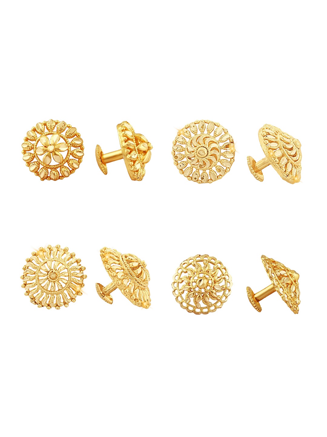 

Vighnaharta Set Of 4 Gold-Plated Circular Studs Earrings