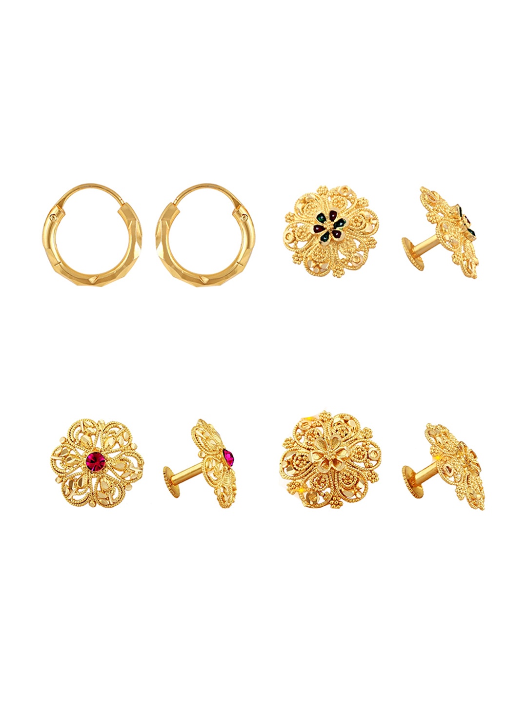 

Vighnaharta Set Of 4 Gold-Plated Studs Earrings