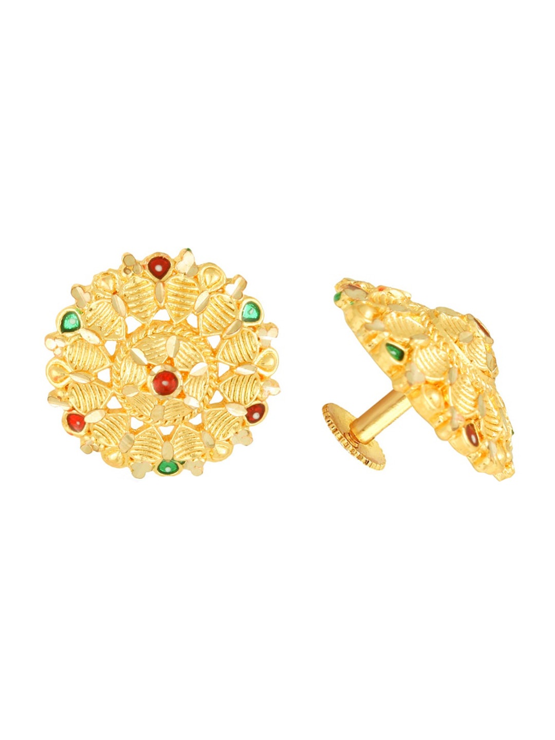 

Vighnaharta Set Of 2 Gold-Plated Floral Studs Earrings