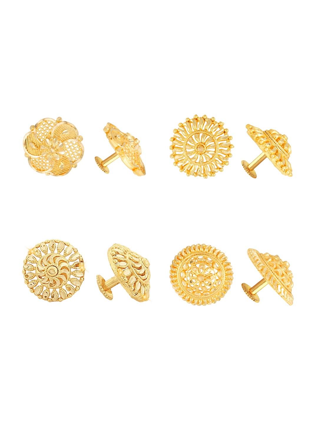 

Vighnaharta Set Of 4 Gold-Plated Floral Studs