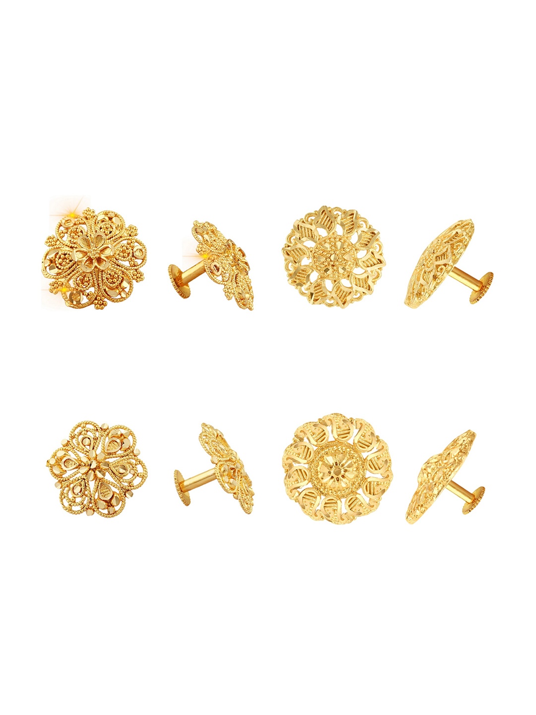 

Vighnaharta Set Of 4 Gold-Plated Floral Studs