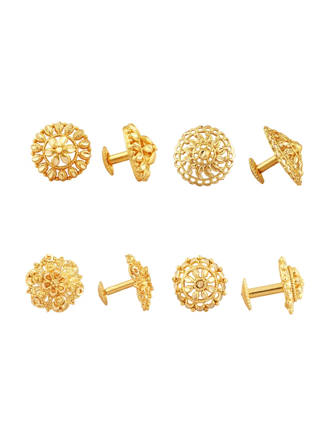 

Vighnaharta Set Of 4 Gold-Plated Floral Studs