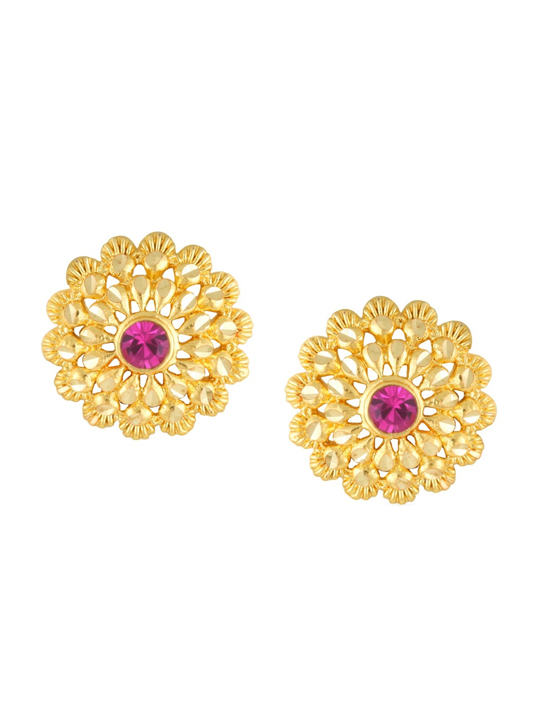 

Vighnaharta Set Of 4 Gold-Plated Floral Stone Studded Studs Earrings
