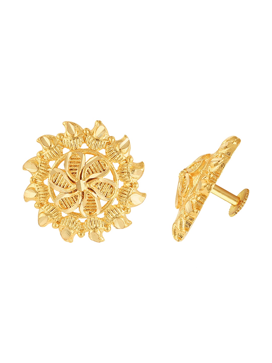 

Vighnaharta Set Of 3 Gold Plated Floral Studs Earrings