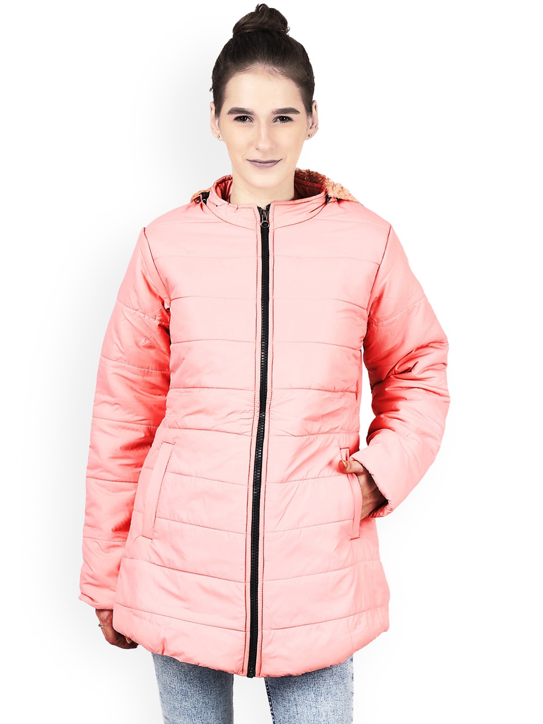

BAESD Girls Hooded Longline Quilted Jacket, Pink