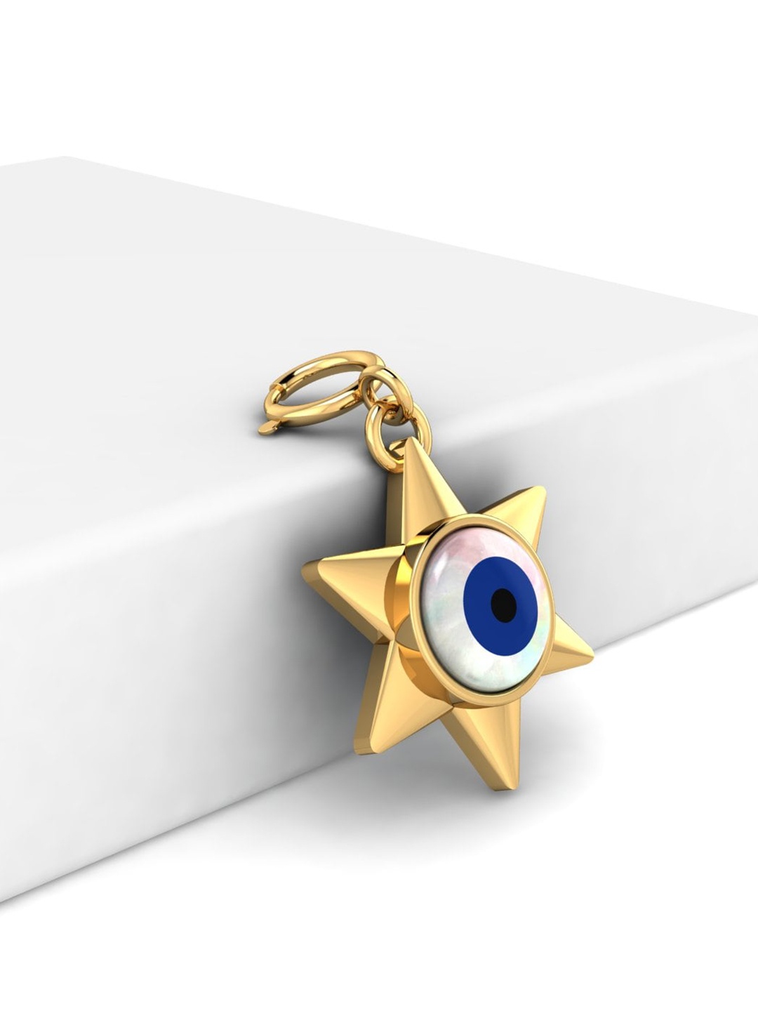 

KUBERBOX 18KT Gold Starry Evil Eye Charm Pendant- 0.86gm