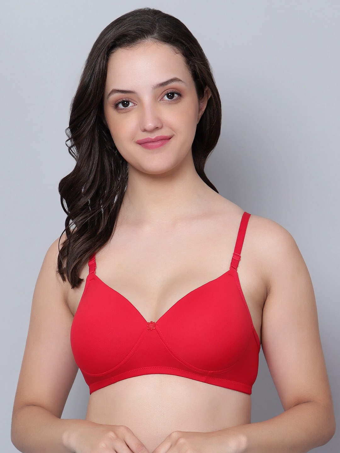 

Aimly Medium Coverage Heavily Padded Seamless Lycra T-shirt Bra With All Day Comfort, Red