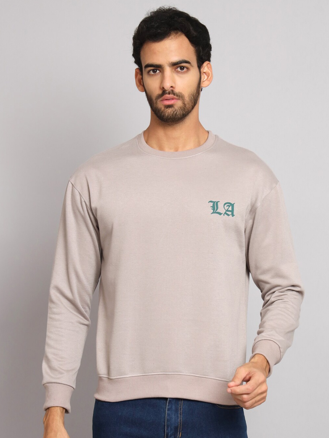 

Obaan Round Neck Cotton Sweatshirt, Grey