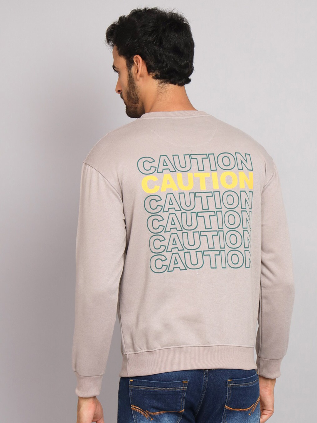 

Obaan Typography Printed Round Neck Sweatshirt, Beige