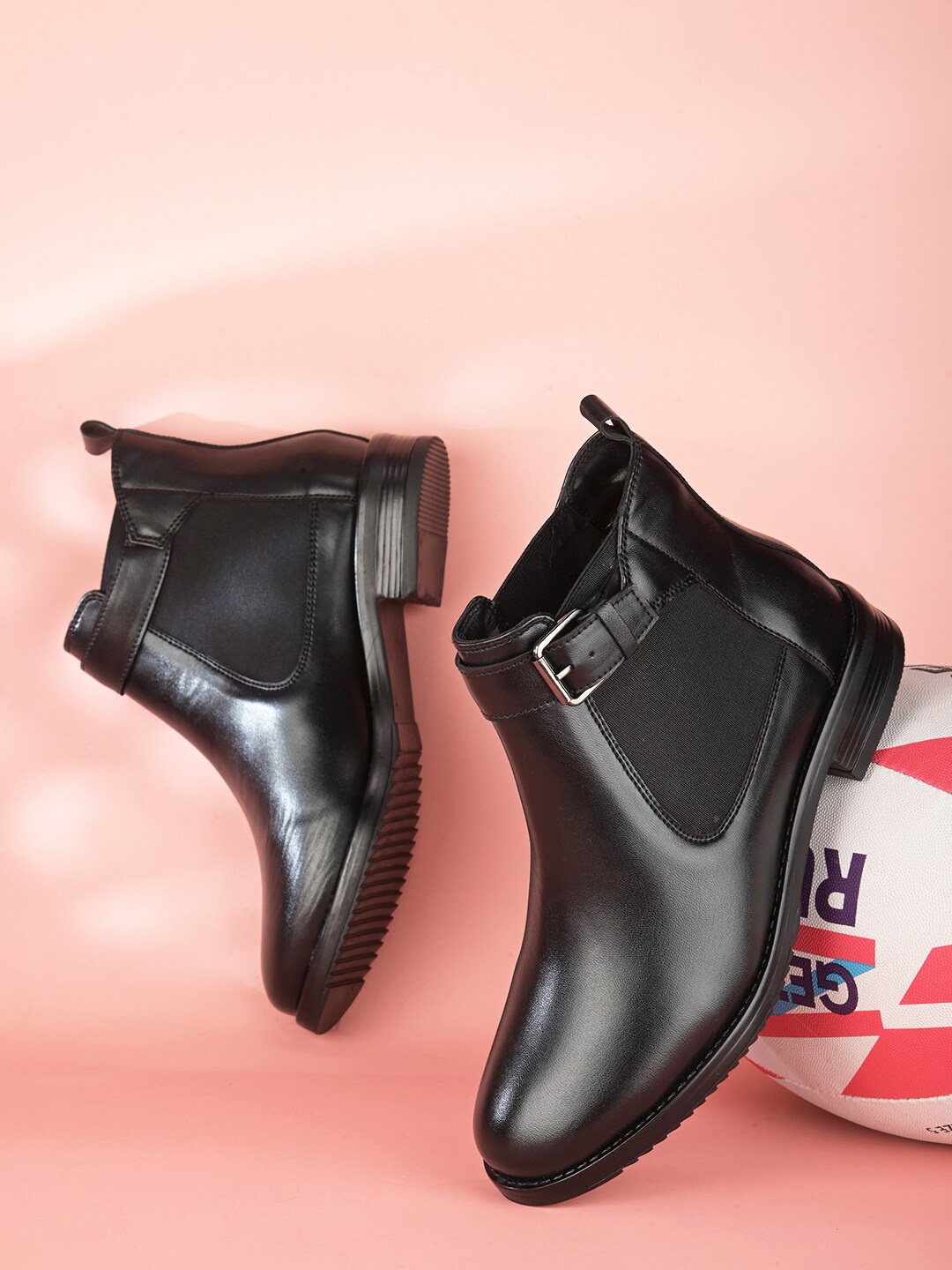 

DressBerry Women Black Buckled Mid-Top Chelsea Boots
