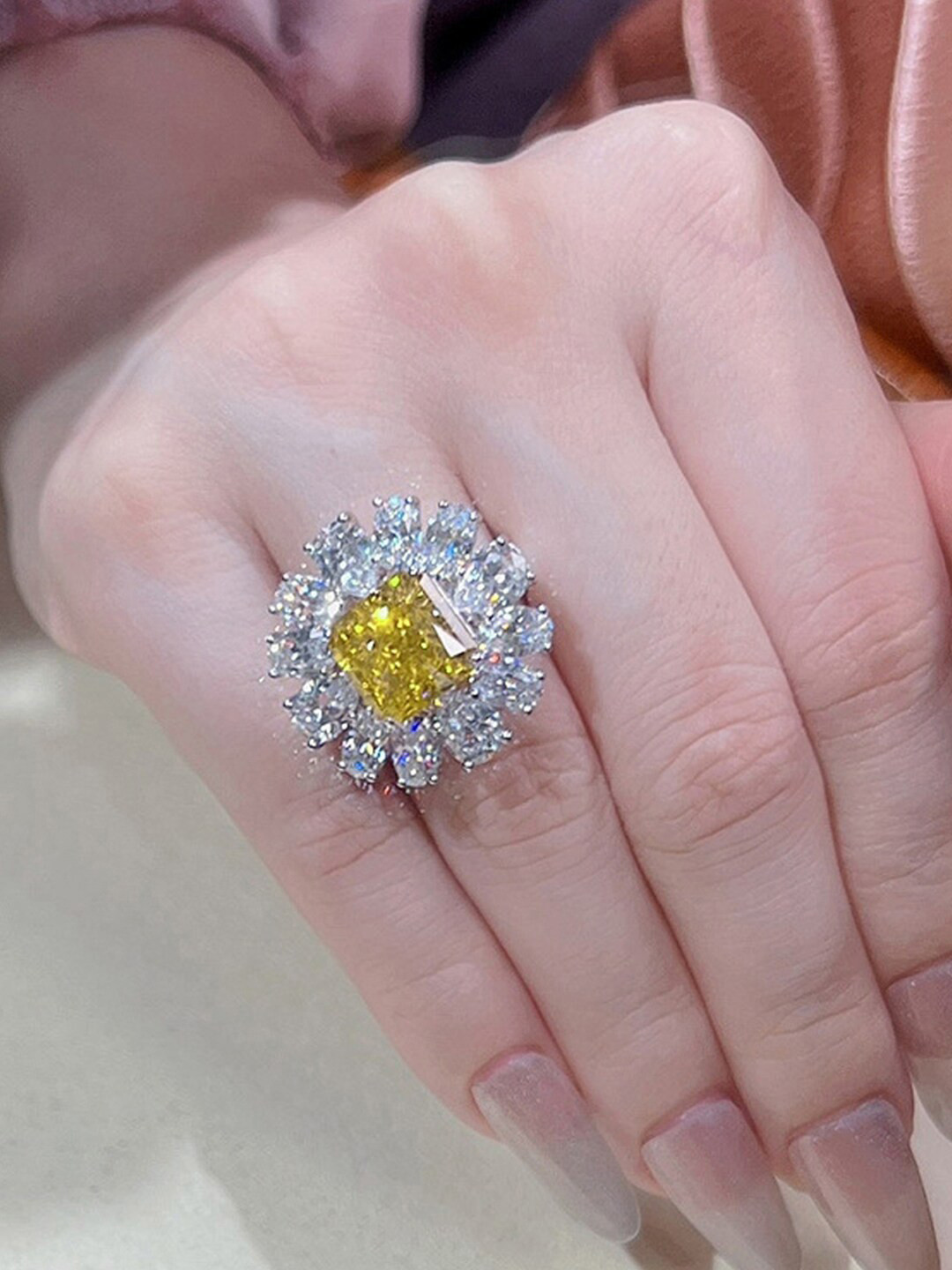 

Designs & You Silver-Plated American Diamond Studded Finger Ring