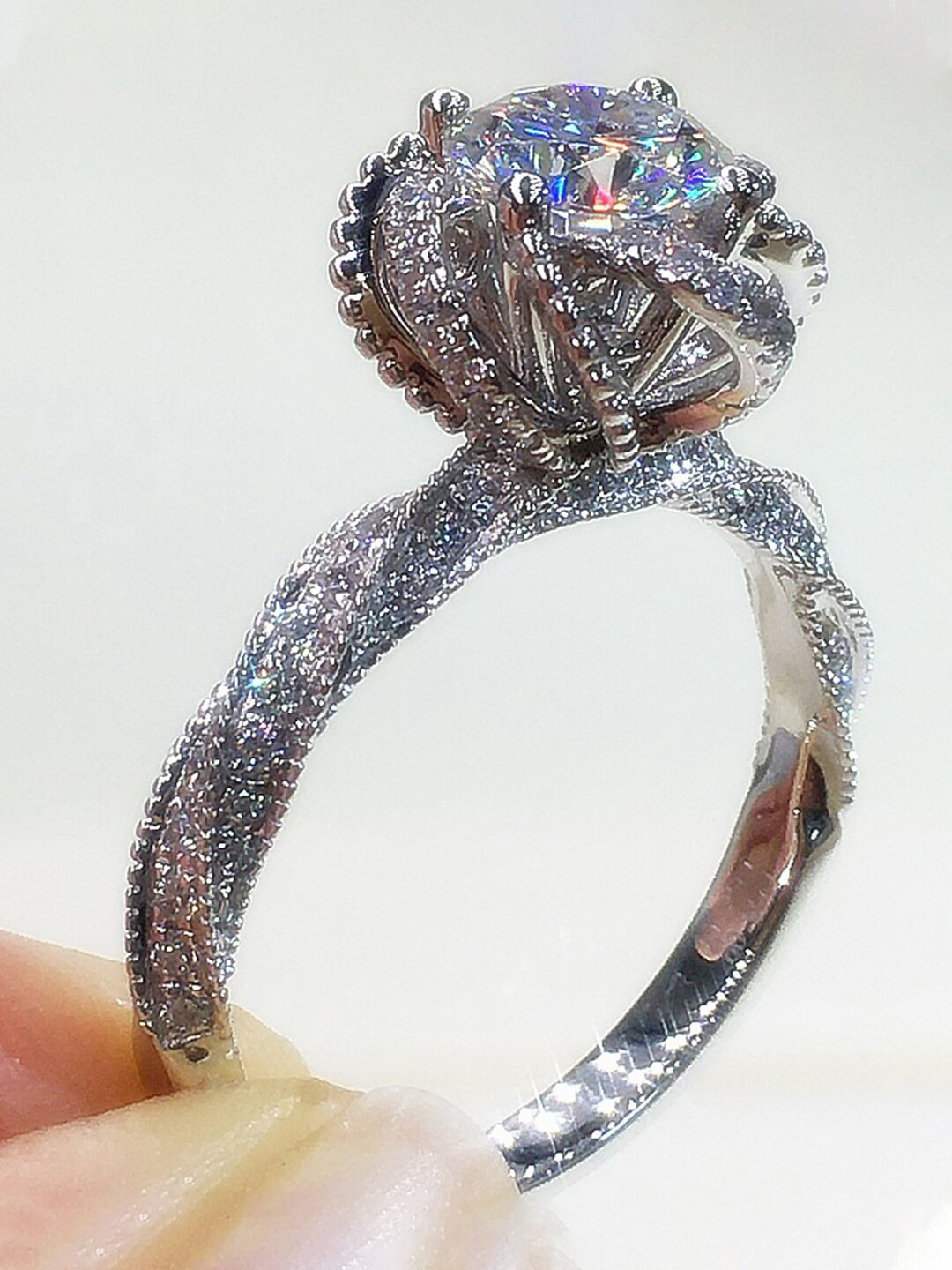 

Designs & You Silver-Plated American Diamond-Studded Finger Ring