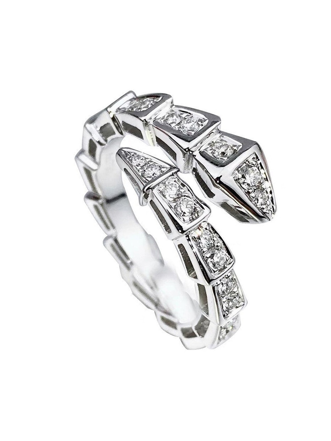 

Designs & You Silver-Plated AD Studded Snake Themed Finger Ring