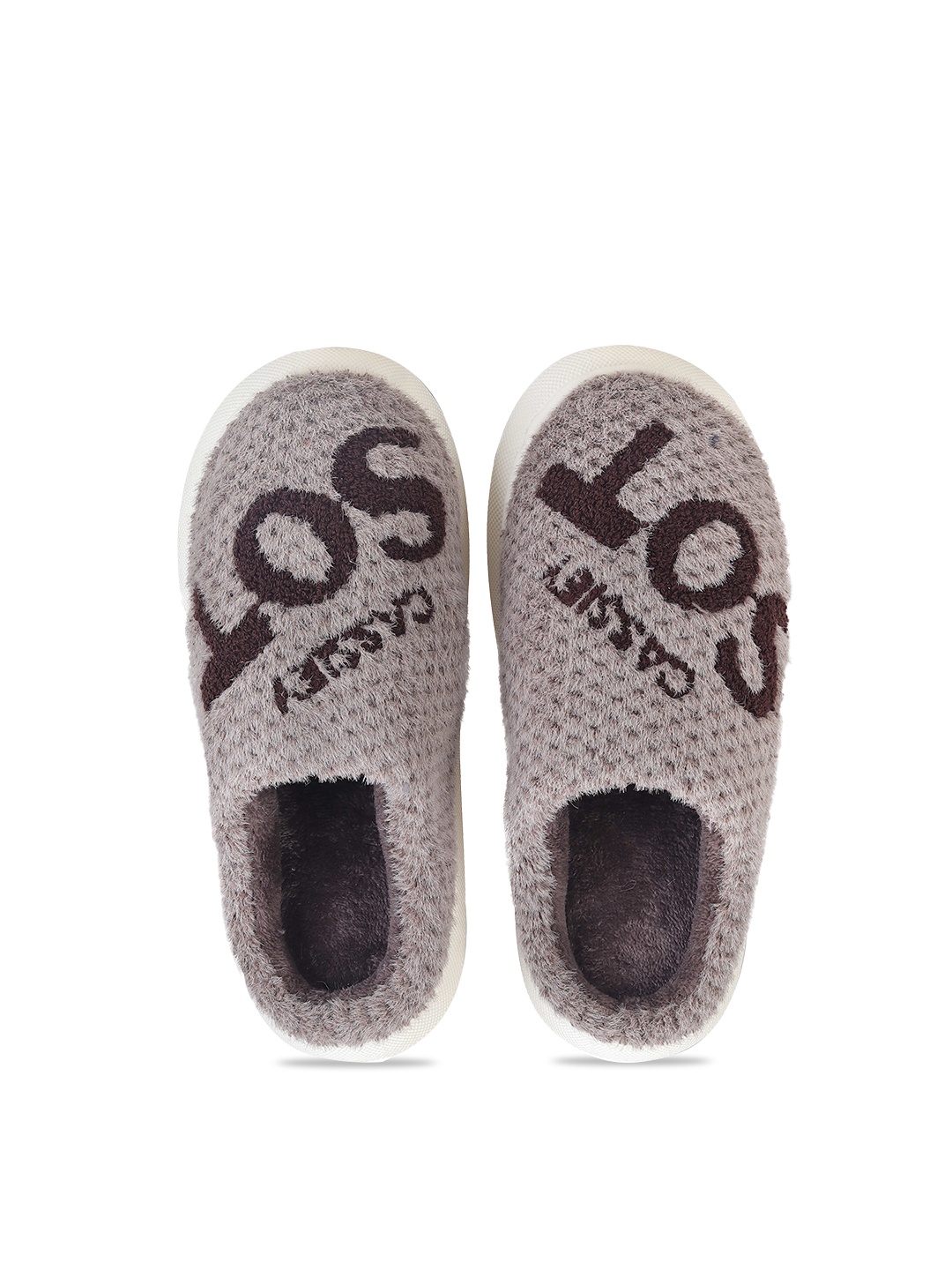 

CASSIEY Men Printed Fur Room Slippers, Brown