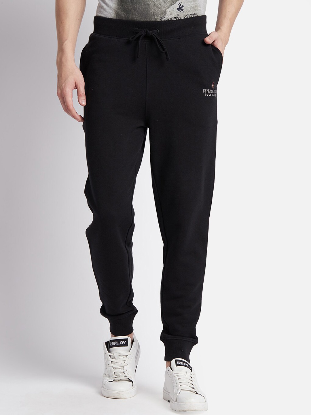 

Beverly Hills Polo Club Men Mid Rise Pure Cotton Joggers, Black