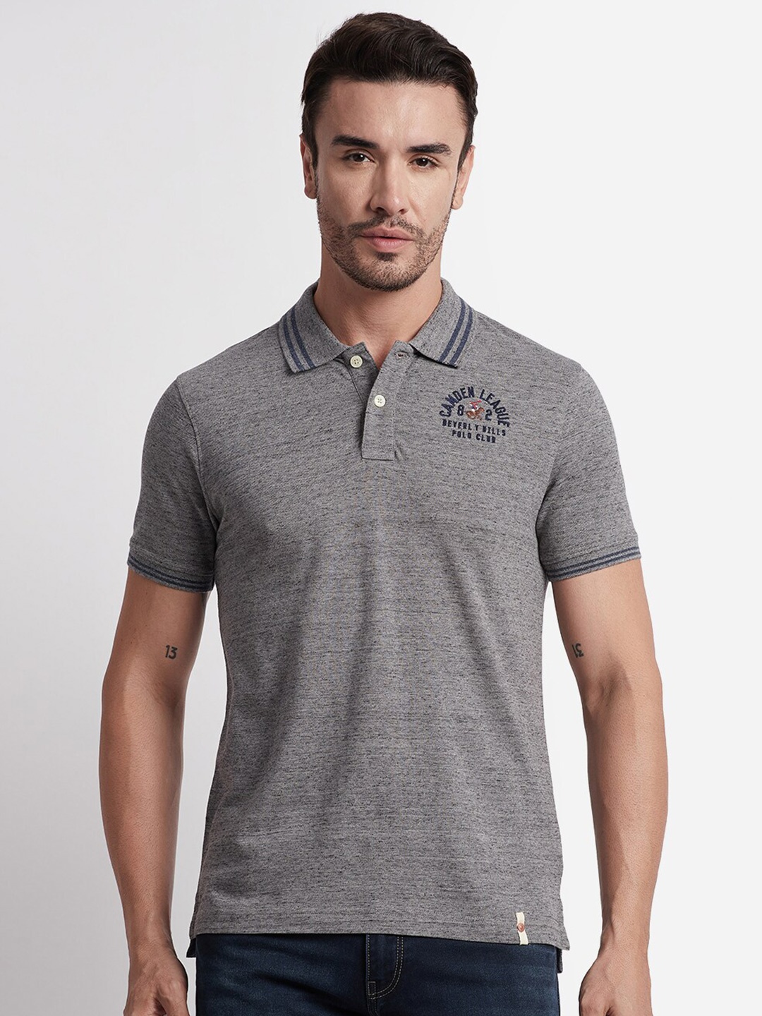 

Beverly Hills Polo Club Polo Collar Regular Fit Pure Cotton Casual T-shirt, Grey