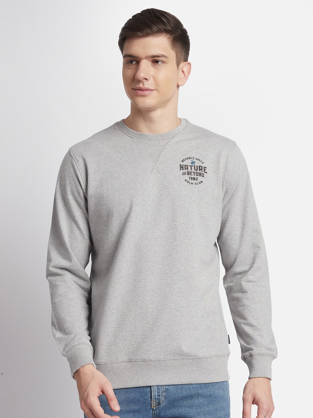 

Beverly Hills Polo Club Crew Neck Pure Cotton T-shirt, Grey