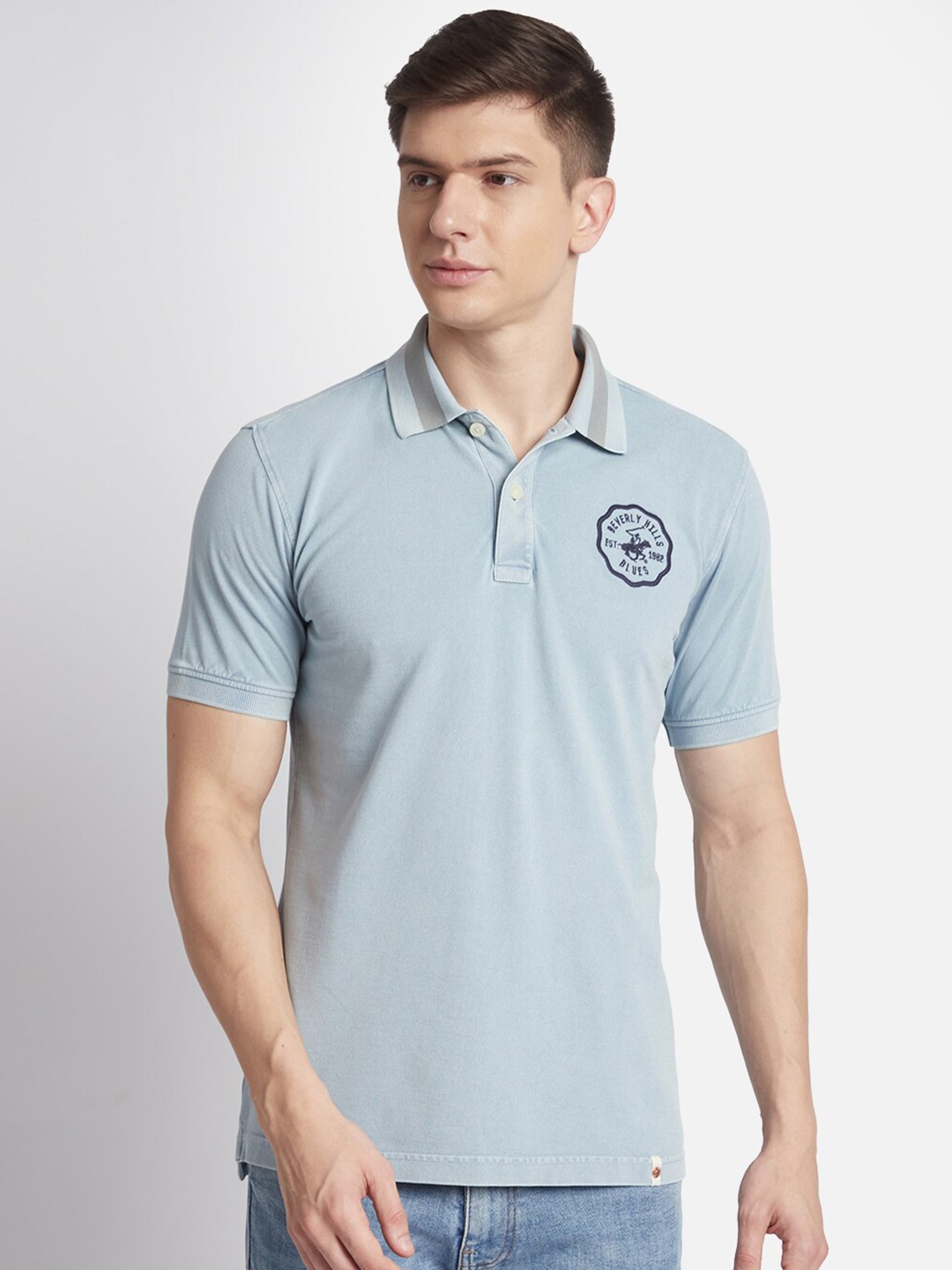 

Beverly Hills Polo Club Regular Fit Polo Collar Pure Cotton T-shirt, Blue