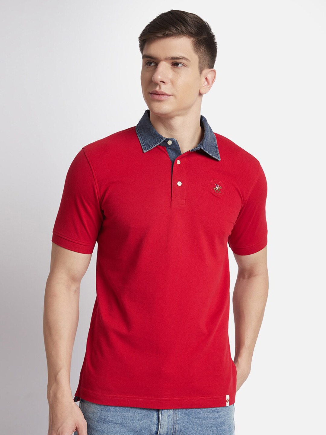 

Beverly Hills Polo Club Polo Collar Regular Fit Pure Cotton Casual T-shirt, Red