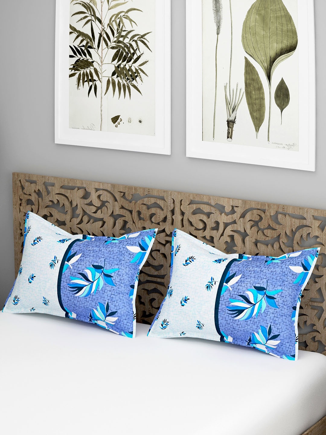 

Salona Bichona Exotica Blue 2 Pieces Printed 104 TC Pure Cotton Pillow Covers