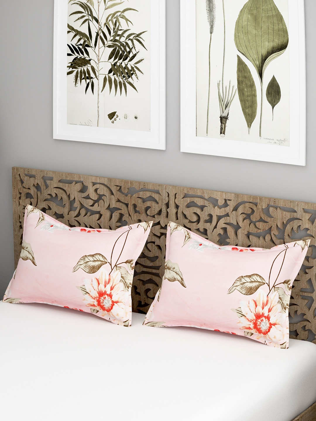 

Salona Bichona Relex Pink 2 Pieces Printed 144 TC Pillow Covers