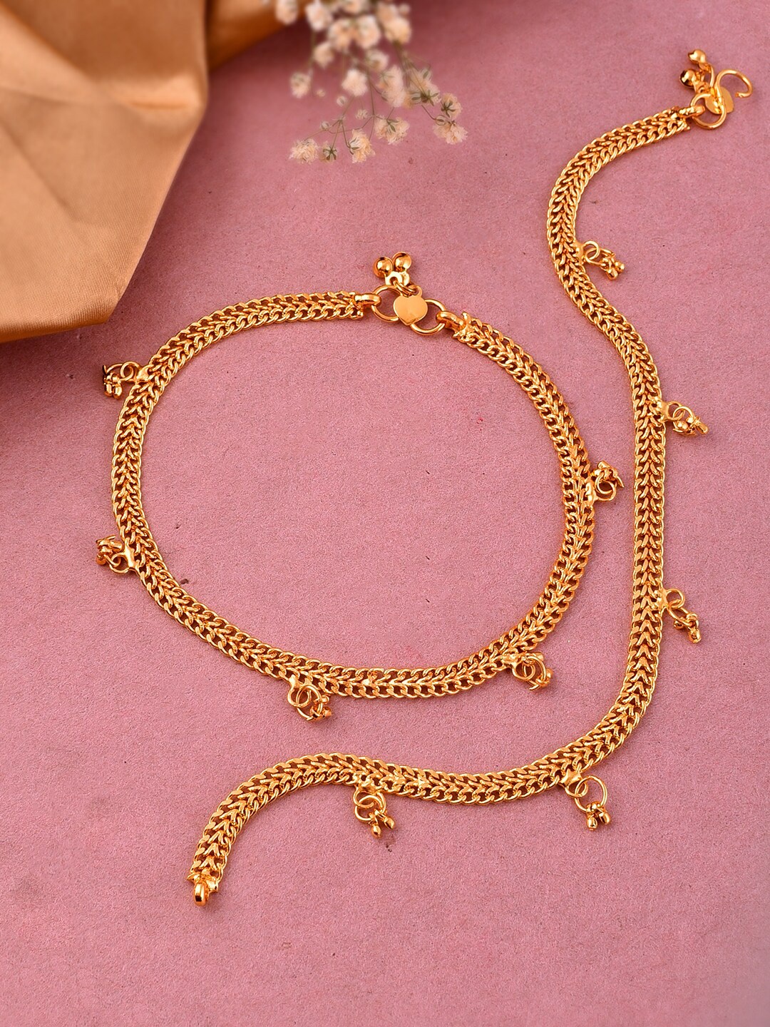 

Silvermerc Designs Gold-Plated Artificial Beaded Anklets