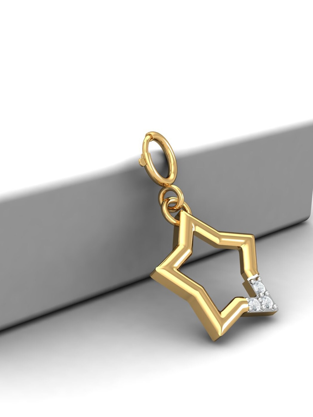 

KUBERBOX 18KT Gold Diamond Studded Star Charm Pendant - 0.58gm