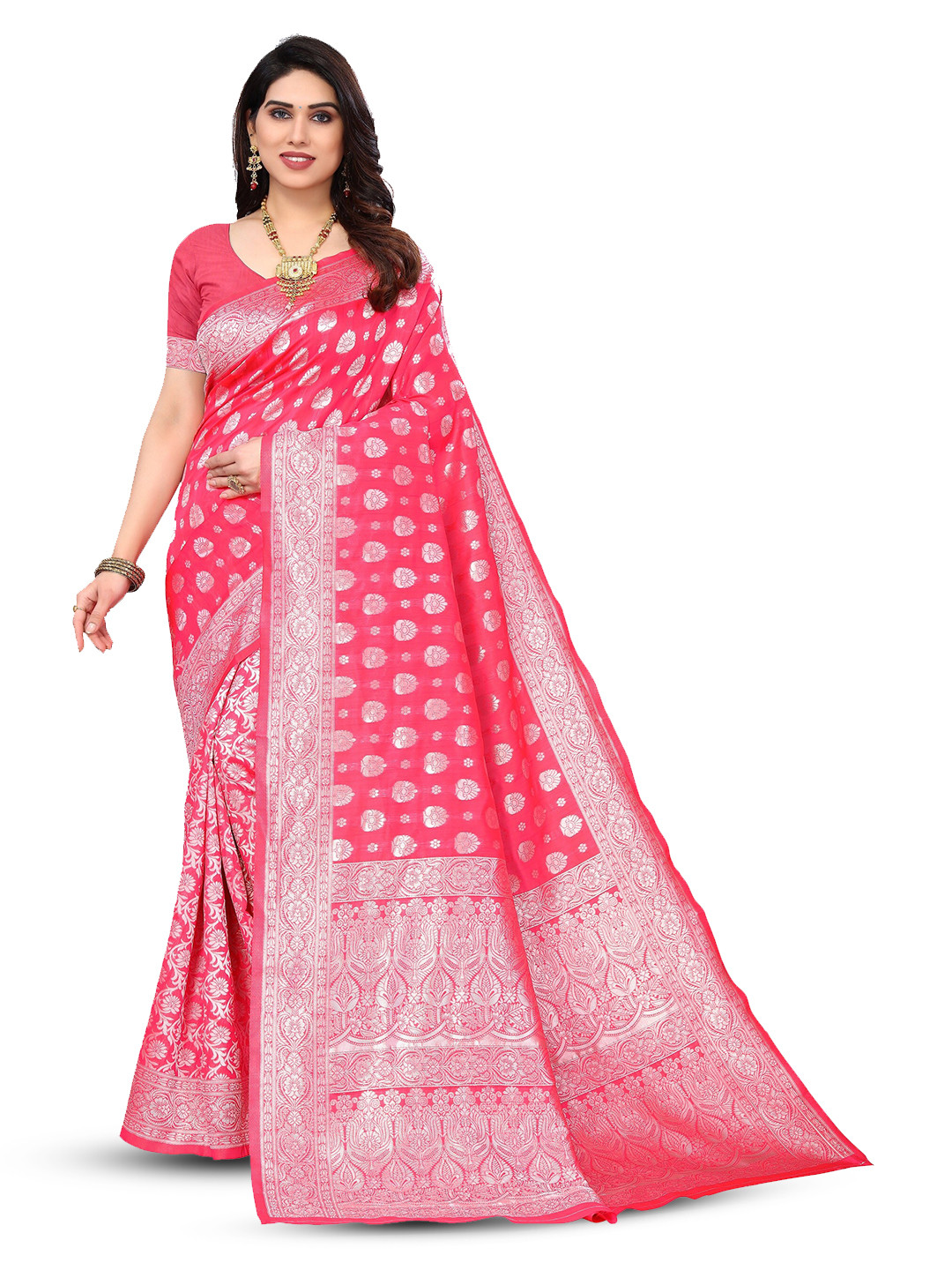 

Varanga Woven Design Zari Banarasi Saree, Pink