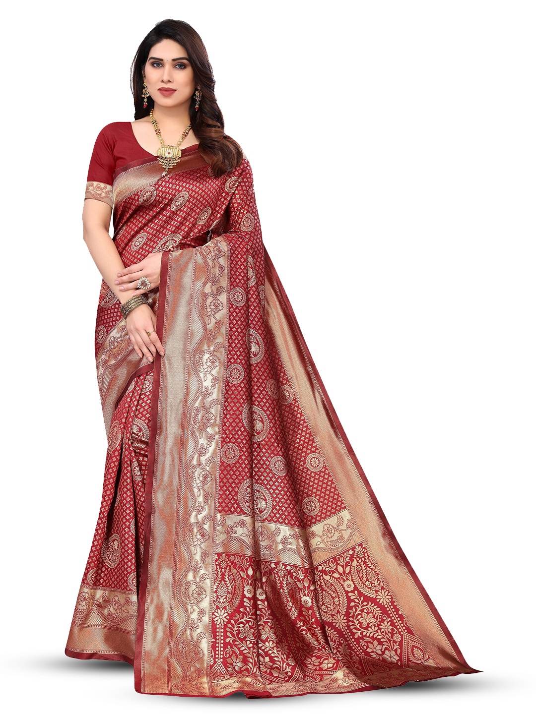 

Varanga Woven Design Zari Banarasi Saree, Maroon
