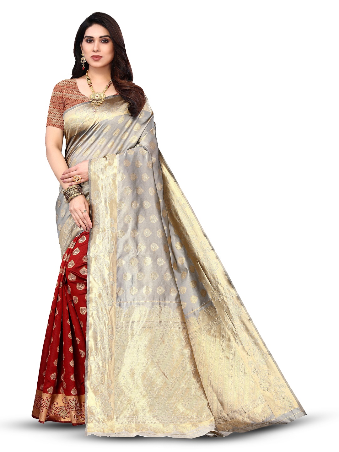 

Varanga Ethnic Motifs Woven Design Zari Banarasi Saree, Maroon