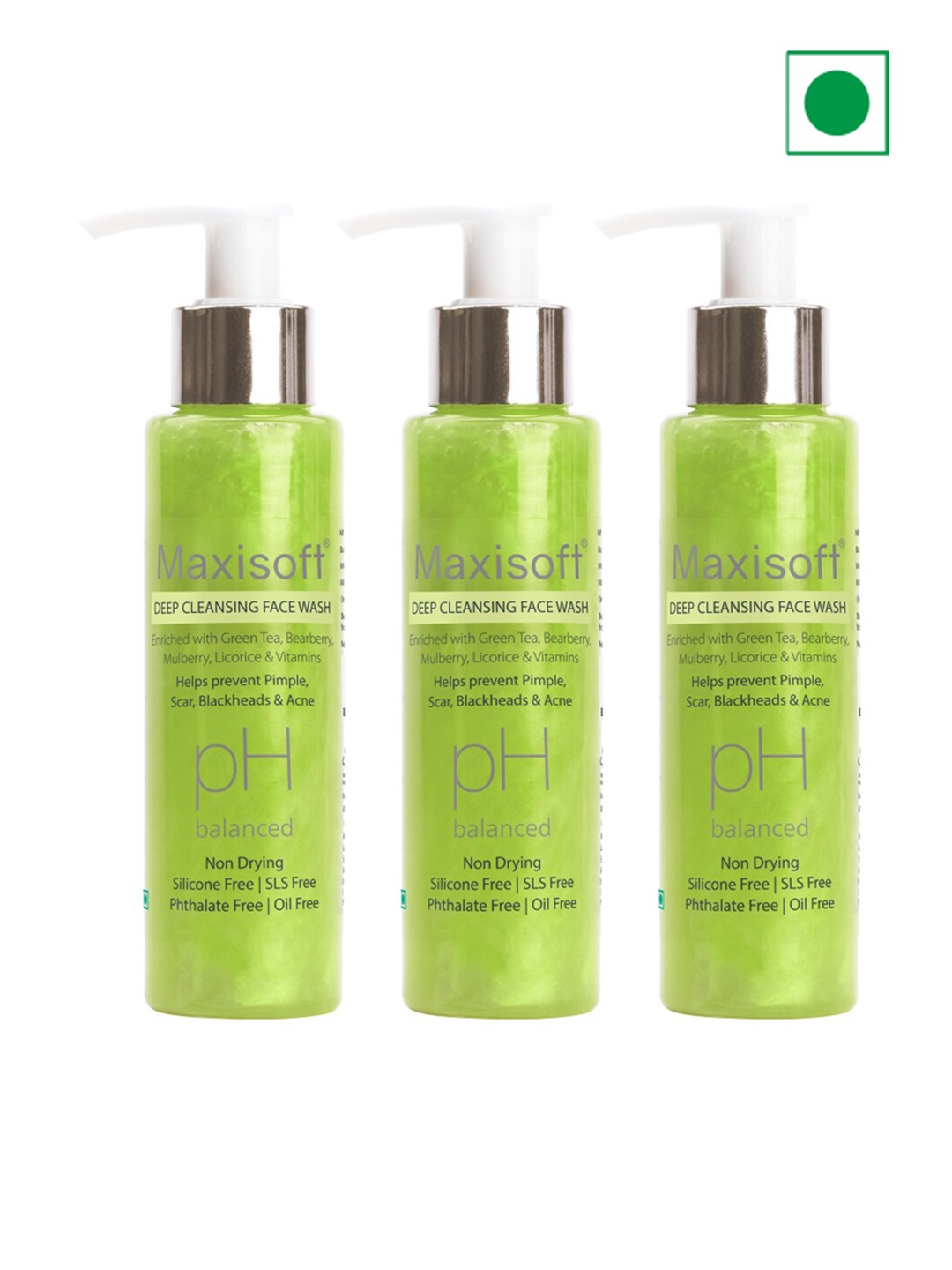 

Maxisoft Set Of 3 Deep Cleansing Face Wash - 100ml Each, Green