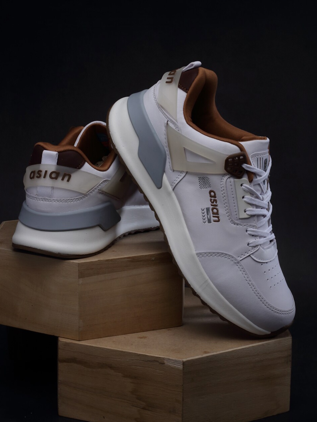 

ASIAN Men Target-01 Lace-Up Running Shoes, White