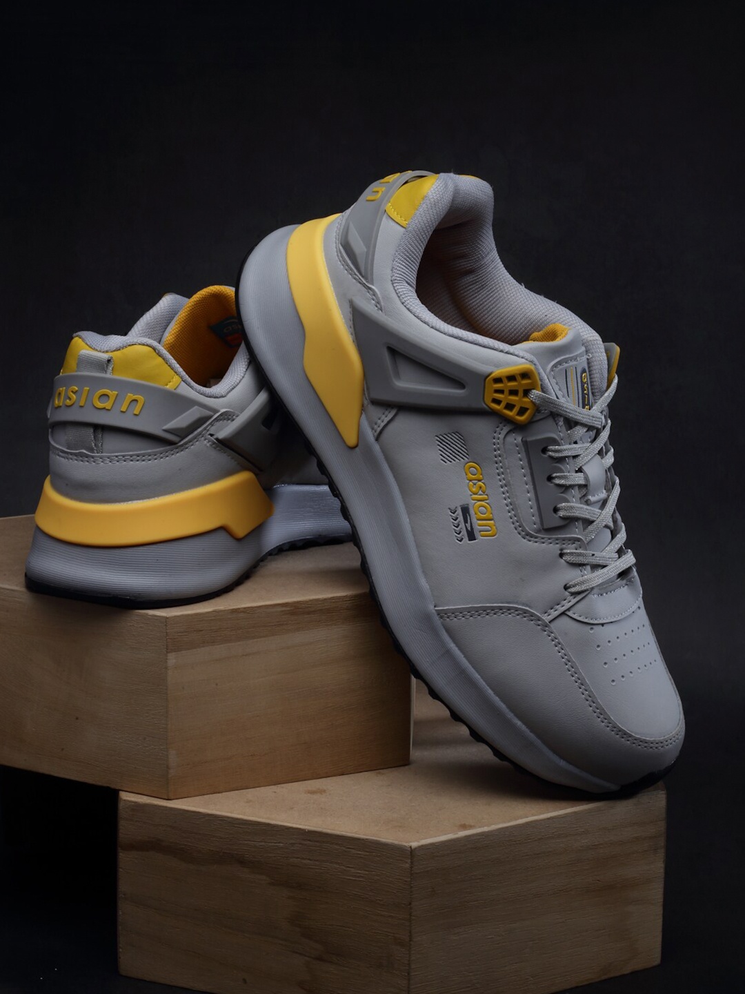 

ASIAN Men Target-01 Lace-Up Running Shoes, Grey