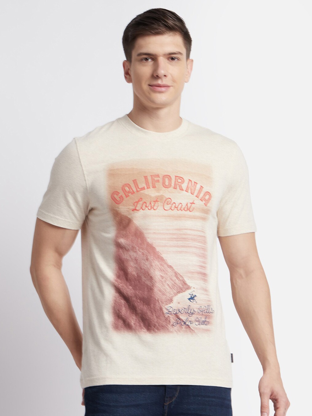 

Beverly Hills Polo Club Typography Printed Pure Cotton T-shirt, Off white