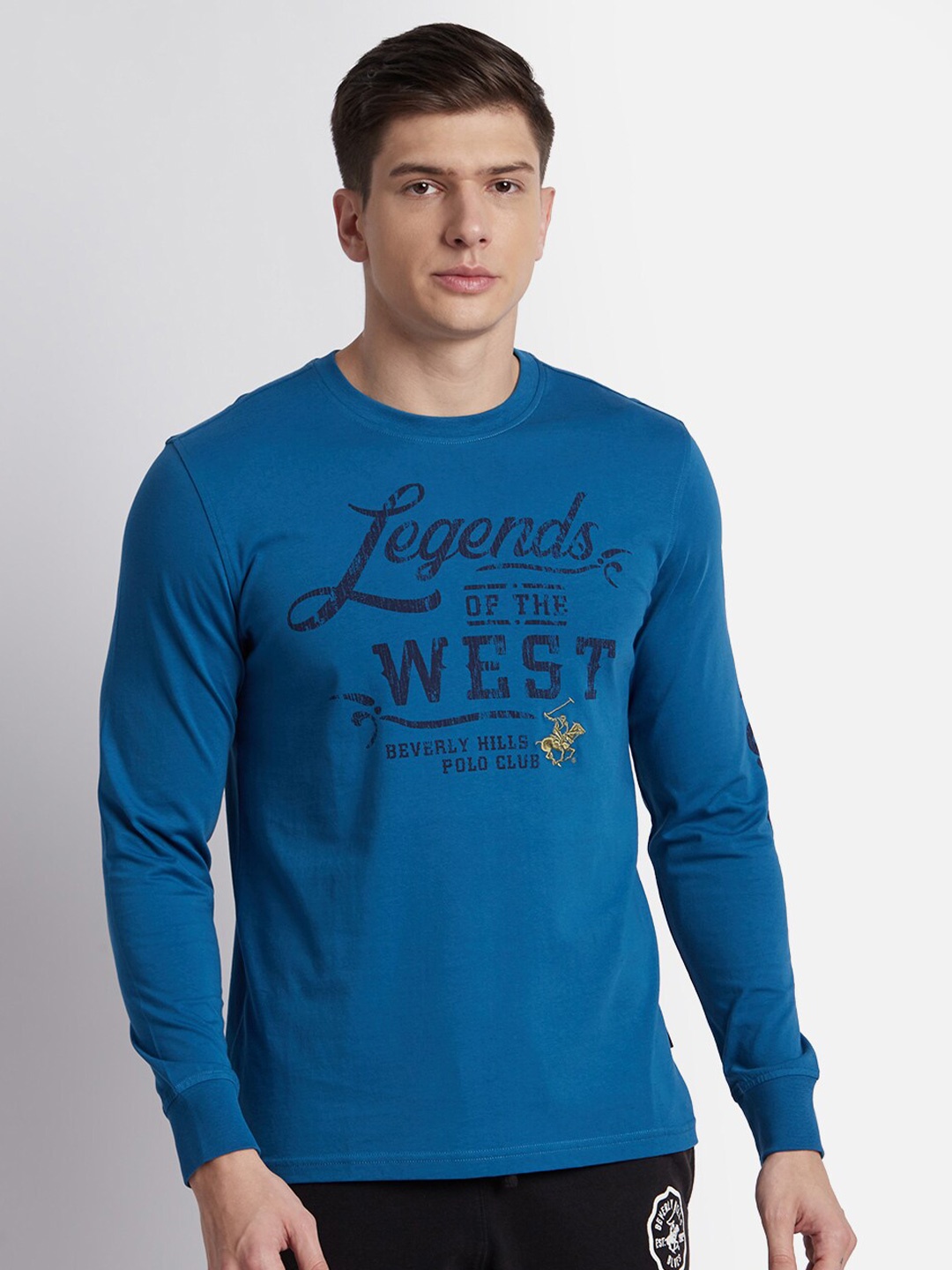 

Beverly Hills Polo Club Typography Printed Pure Cotton T-shirt, Blue