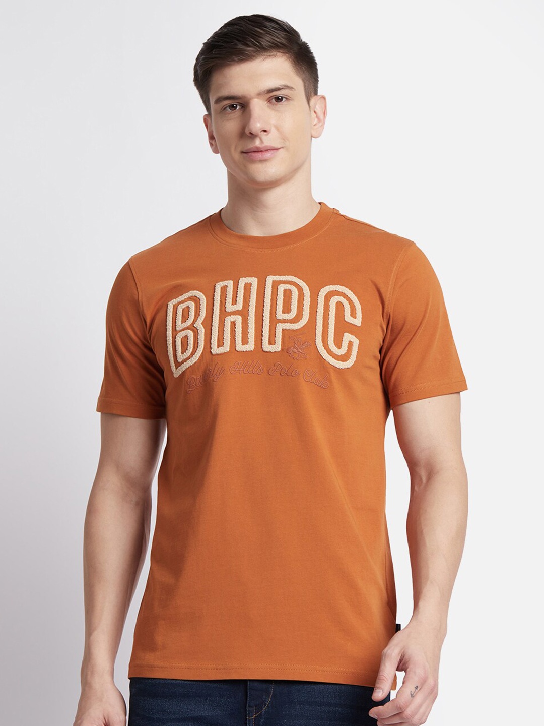 

Beverly Hills Polo Club Men Typography Printed Pure Cotton T-shirt, Brown