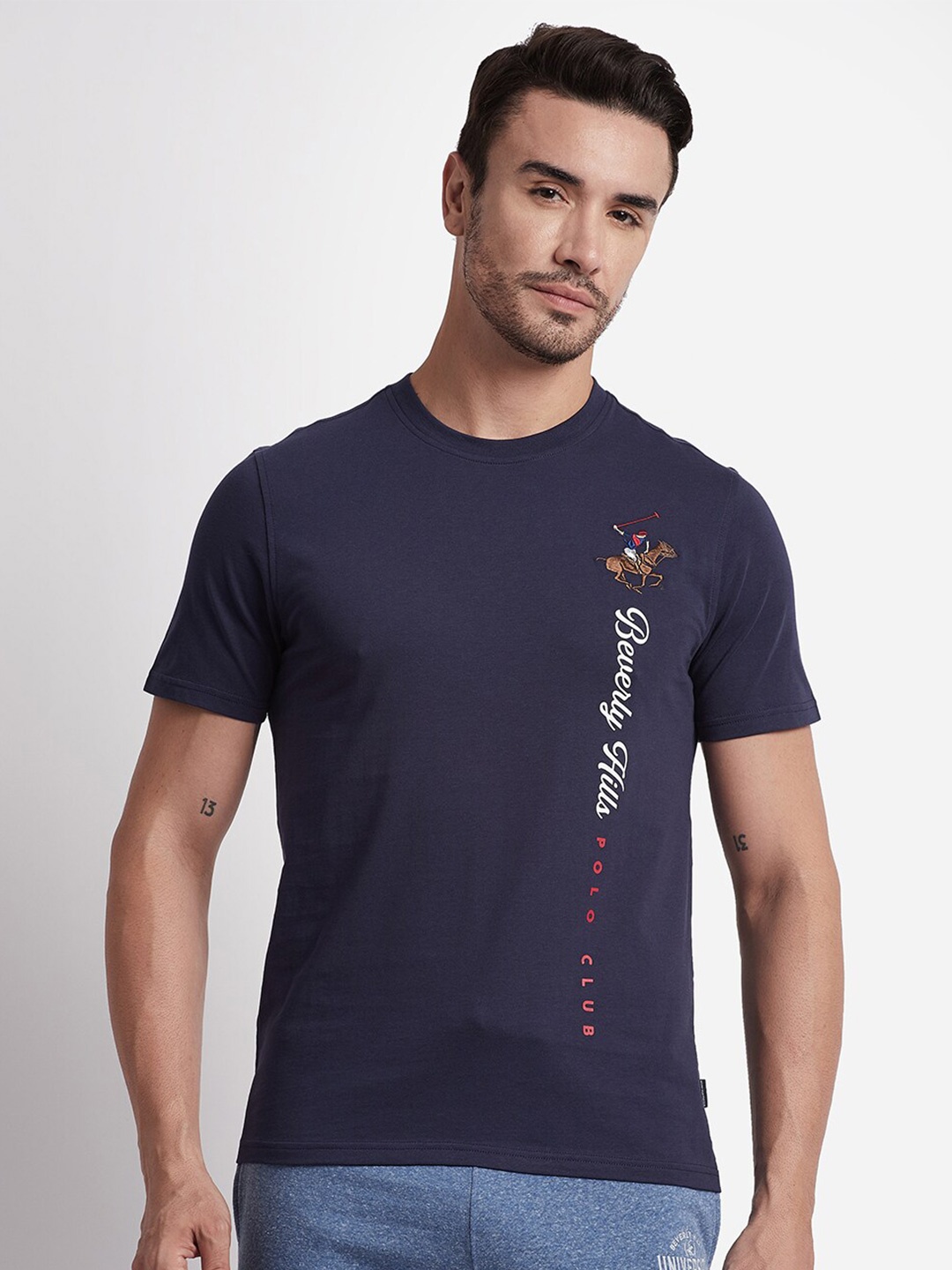 

Beverly Hills Polo Club Typography Printed Pure Cotton T-shirt, Navy blue