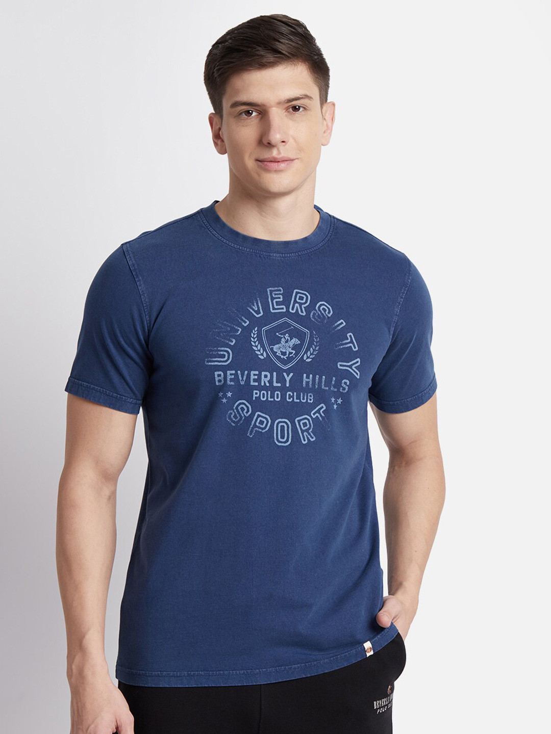 

Beverly Hills Polo Club Typography Printed Pure Cotton T-shirt, Blue