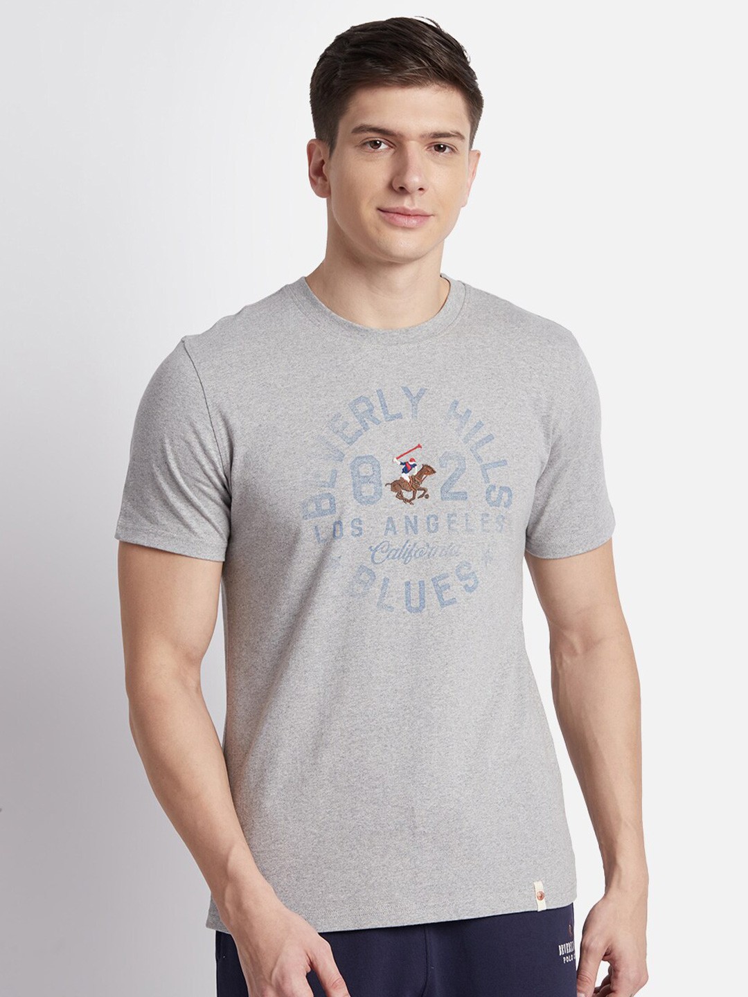

Beverly Hills Polo Club Typography Printed Pure Cotton T-shirt, Grey
