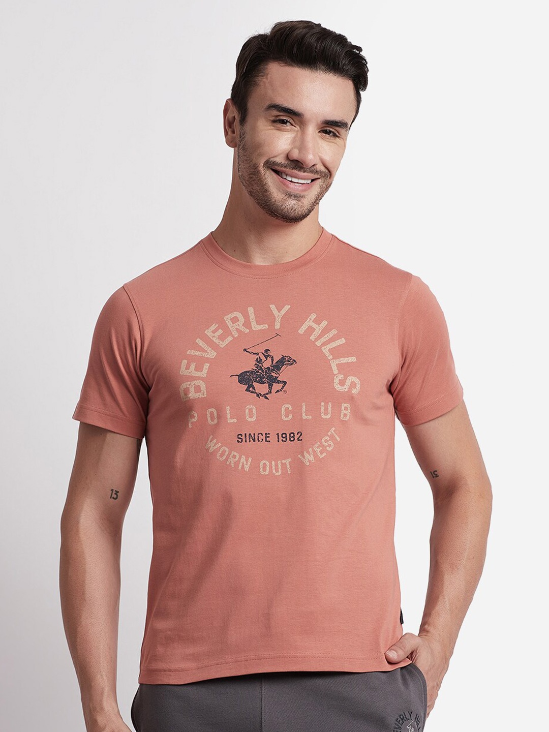 Beverly Hills Polo Club Typography Printed Pure Cotton T-shirt, Pink
