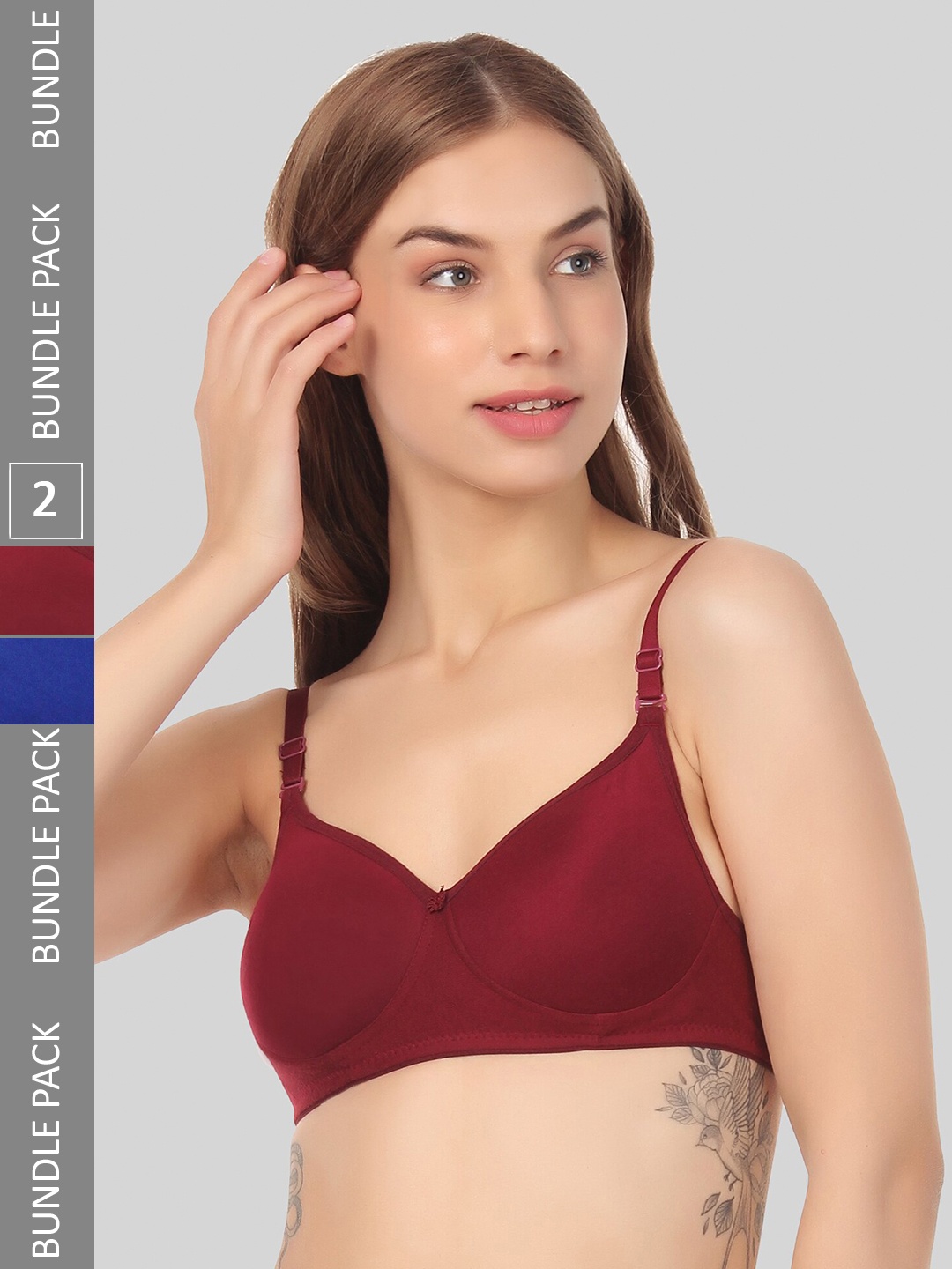 

FUNAHME Pack Of 3 Full Coverage Cotton Bra, Blue