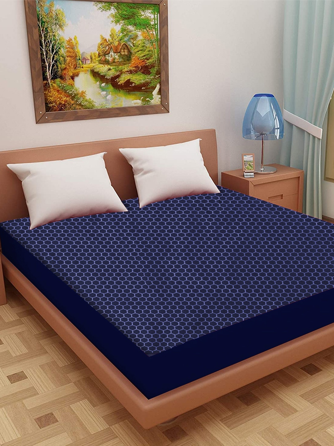 

Adbeni Home Blue Self Design 200 GSM Jacquard Single Size Smooth Mattress Protector