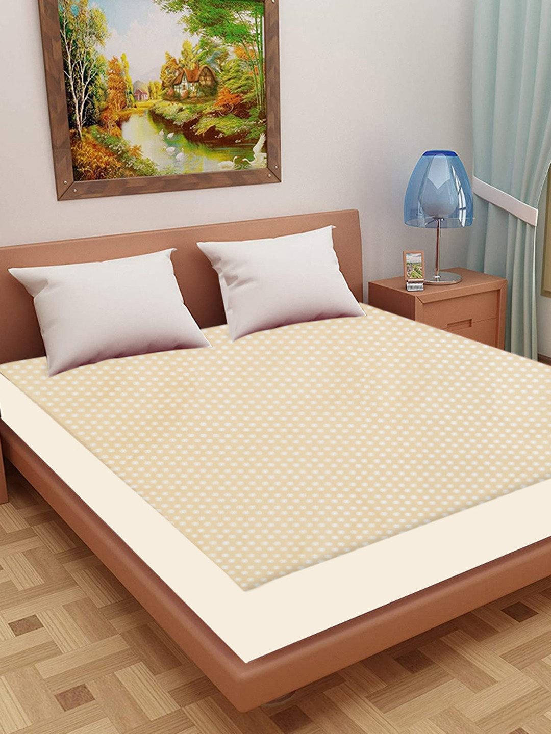 

Adbeni Home Beige Self Design 200 GSM Jacquard Cotton King Size Smooth Mattress Protector