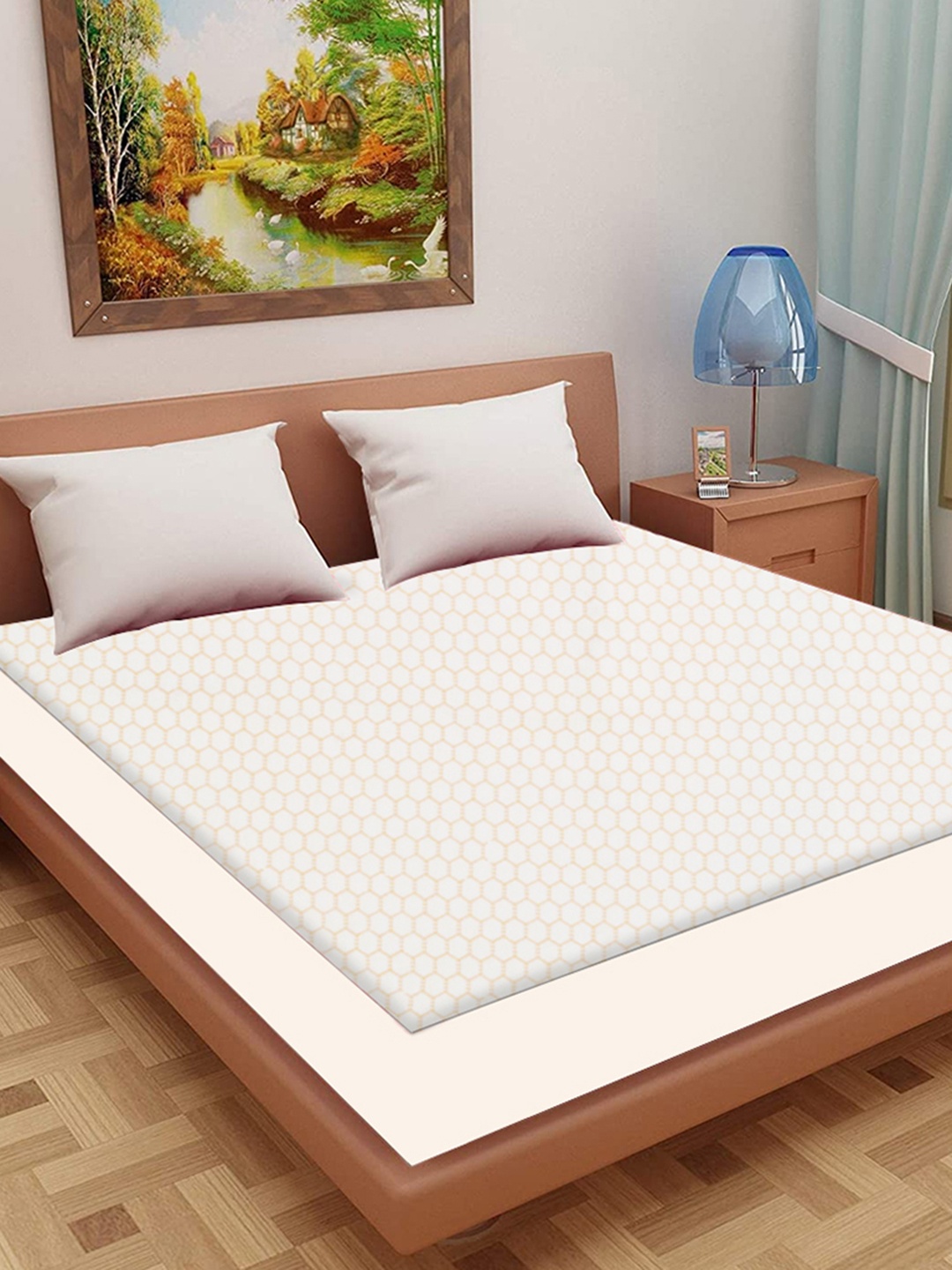 

Adbeni Grey Self Design 200 GSM Jacquard Cotton Smooth Waterproof Mattress Protector