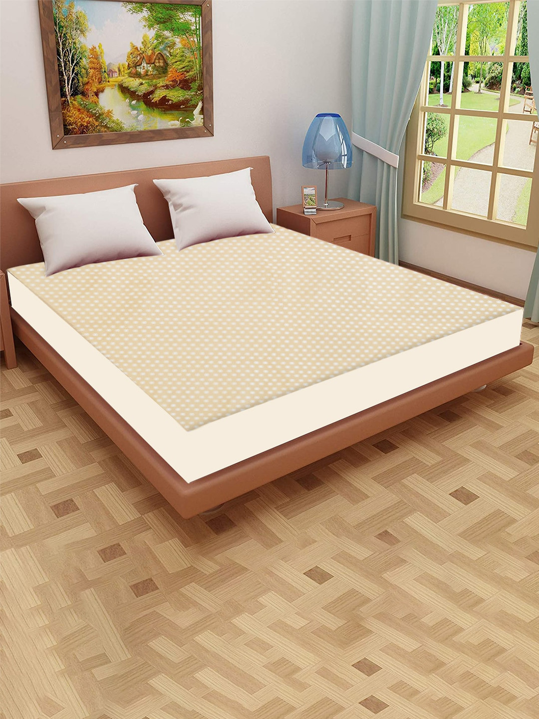 

Adbeni Beige Printed 200 GSM Queen Bed Waterproof Mattress Protector