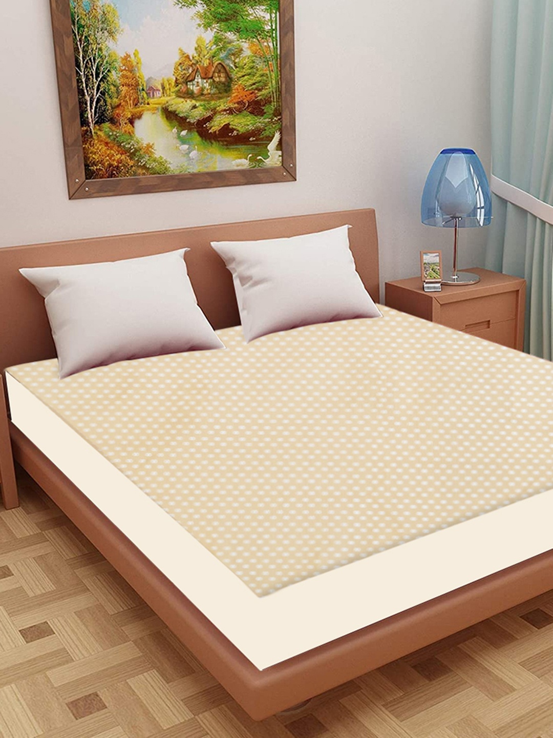 

Adbeni Home Beige Self Design 200GSM Jacquard Cotton Single Size Smooth Mattress Protector