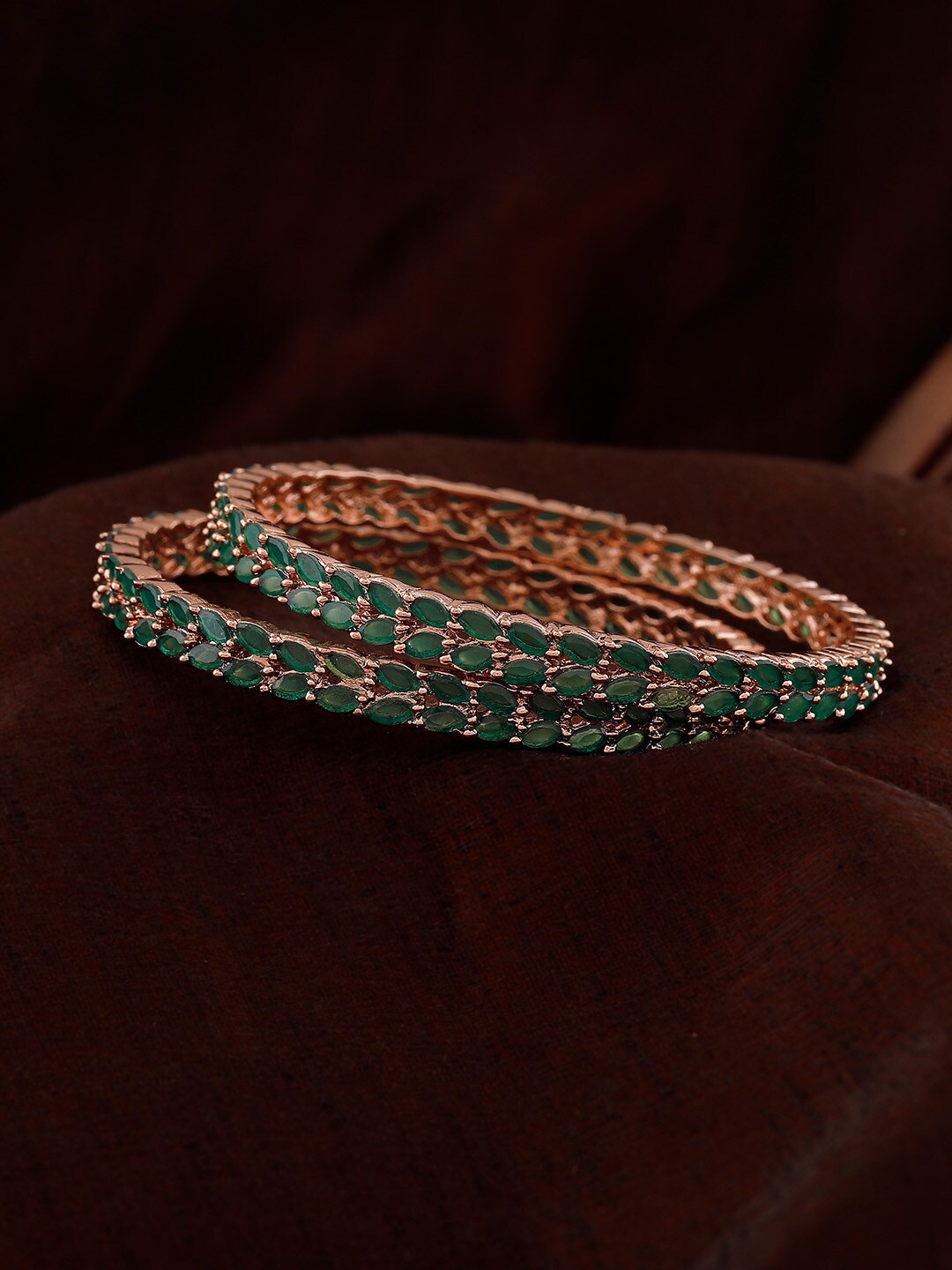 

Estele Set Of 2 Rose Gold-Plated American Diamond-Studded Bangles