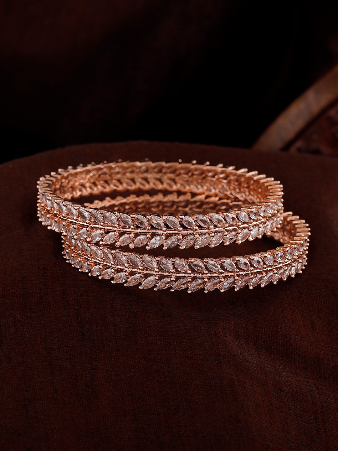 

Estele Set Of 2 Rose Gold-Plated AD-Studded Bangles